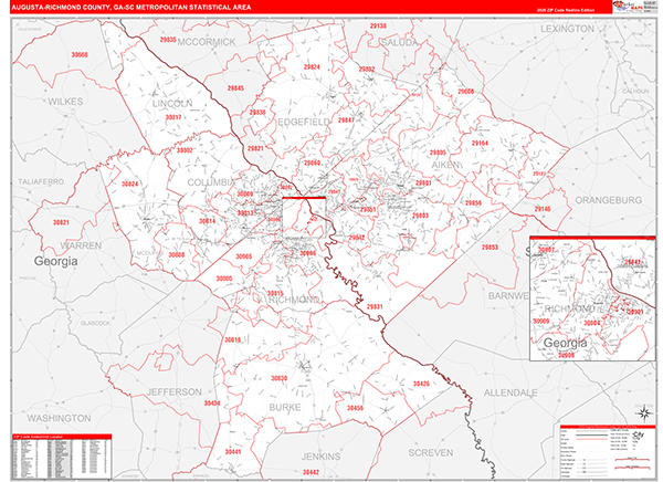 Augusta-Richmond County Metro Area Wall Map